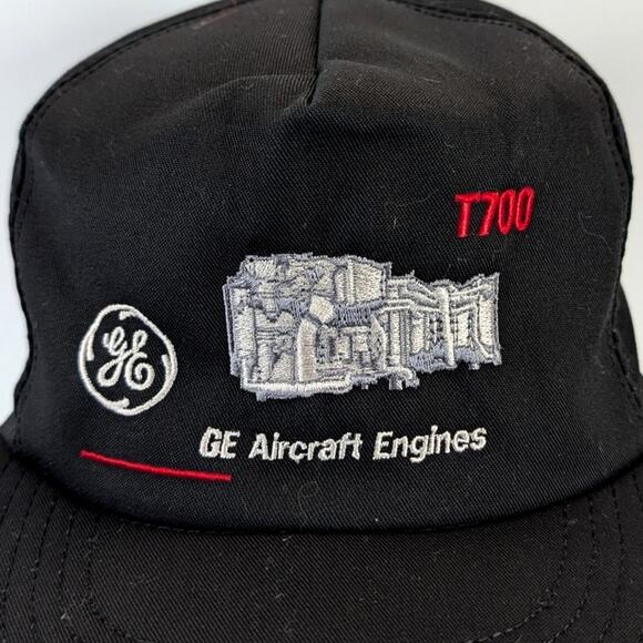 VTG GE T700 Aircraft Engines Trucker Snapback Cap Hat Black P Brand USA - Picture 4 of 9